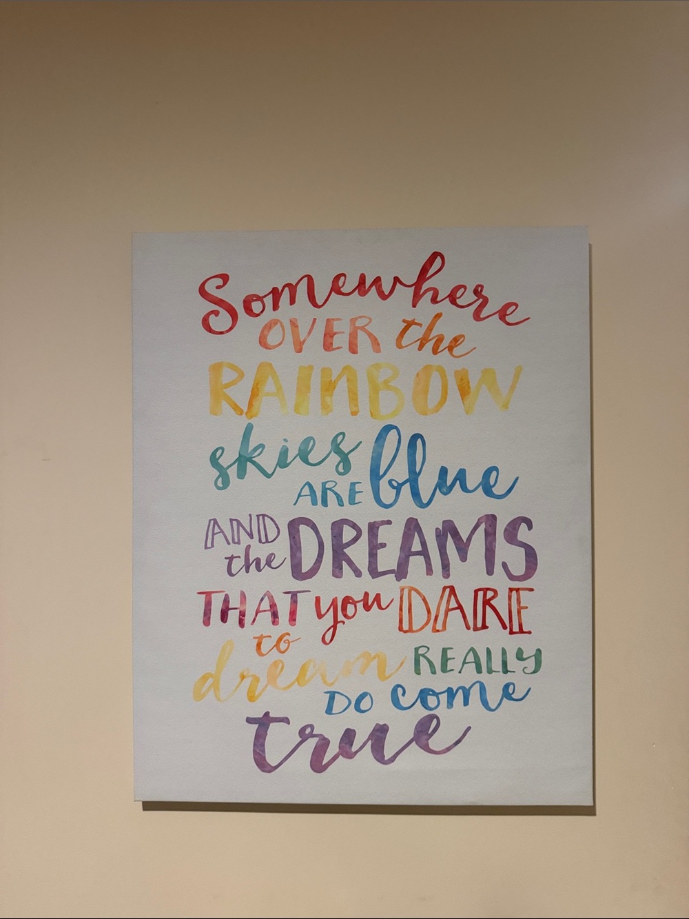 Rainbow Typography Wall Art Canvas - Multicolor
